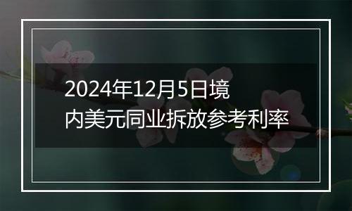 2024年12月5日境内美元同业拆放参考利率