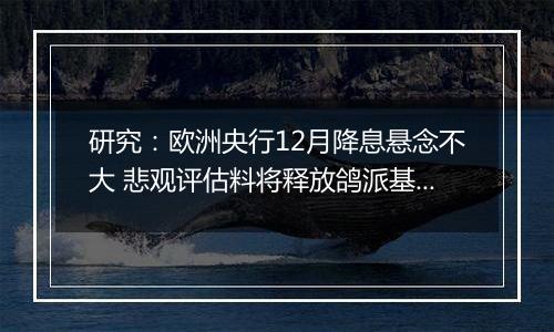 研究：欧洲央行12月降息悬念不大 悲观评估料将释放鸽派基调