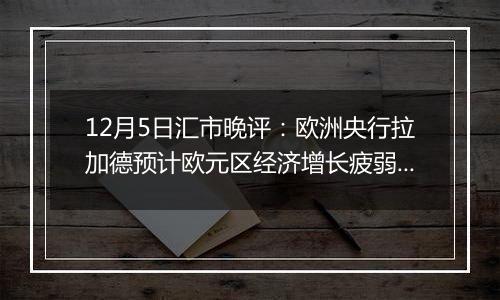 12月5日汇市晚评：欧洲央行拉加德预计欧元区经济增长疲弱 欧元/美元延续涨势至1.05上方