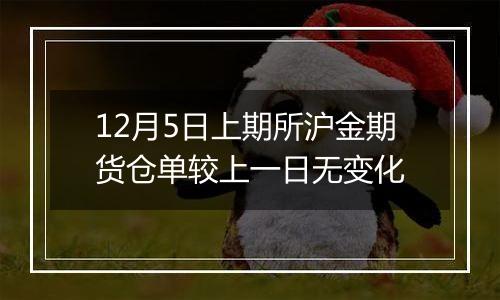 12月5日上期所沪金期货仓单较上一日无变化