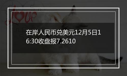 在岸人民币兑美元12月5日16:30收盘报7.2610