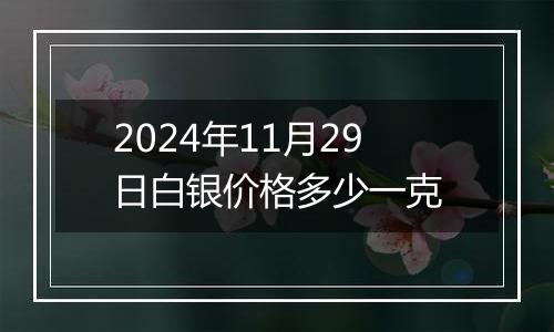 2024年11月29日白银价格多少一克