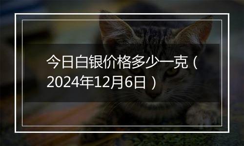 今日白银价格多少一克（2024年12月6日）