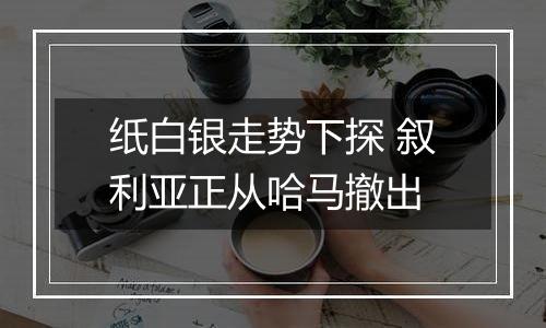 纸白银走势下探 叙利亚正从哈马撤出