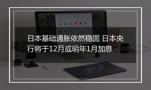 日本基础通胀依然稳固 日本央行将于12月或明年1月加息