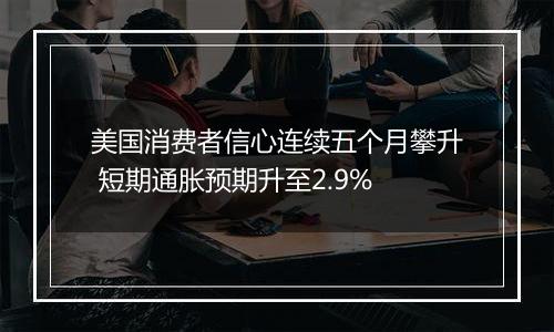 美国消费者信心连续五个月攀升 短期通胀预期升至2.9%