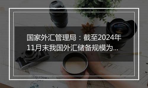 国家外汇管理局：截至2024年11月末我国外汇储备规模为32659亿美元