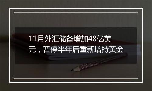 11月外汇储备增加48亿美元，暂停半年后重新增持黄金