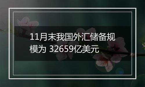 11月末我国外汇储备规模为 32659亿美元