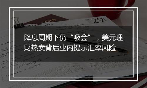 降息周期下仍“吸金”，美元理财热卖背后业内提示汇率风险