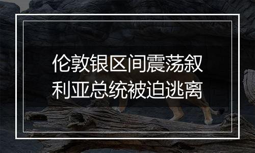 伦敦银区间震荡叙利亚总统被迫逃离