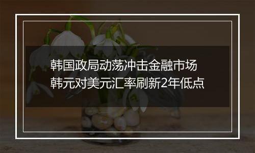 韩国政局动荡冲击金融市场 韩元对美元汇率刷新2年低点