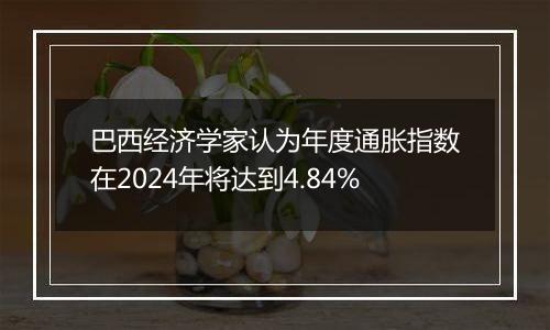 巴西经济学家认为年度通胀指数在2024年将达到4.84%