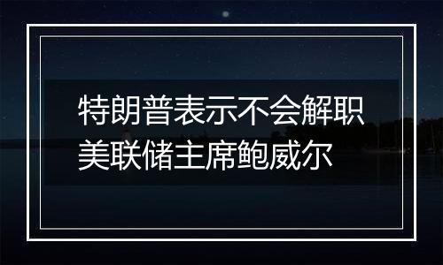 特朗普表示不会解职美联储主席鲍威尔