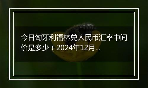 今日匈牙利福林兑人民币汇率中间价是多少（2024年12月9日）