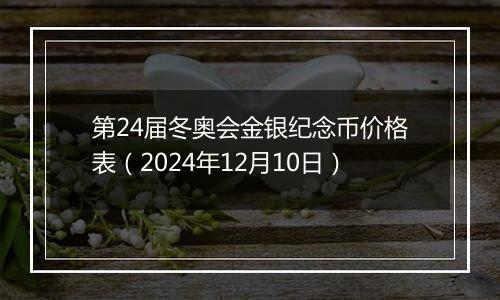 第24届冬奥会金银纪念币价格表（2024年12月10日）