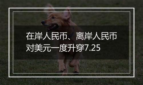 在岸人民币、离岸人民币对美元一度升穿7.25