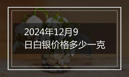 2024年12月9日白银价格多少一克