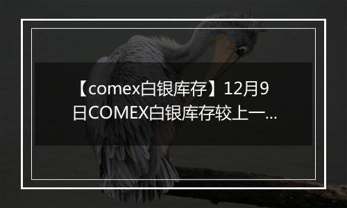 【comex白银库存】12月9日COMEX白银库存较上一日增持11.5吨