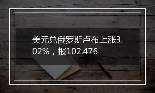 美元兑俄罗斯卢布上涨3.02%，报102.476