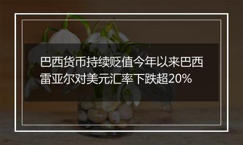 巴西货币持续贬值今年以来巴西雷亚尔对美元汇率下跌超20%