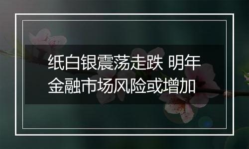 纸白银震荡走跌 明年金融市场风险或增加