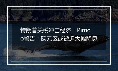 特朗普关税冲击经济！Pimco警告：欧元区或被迫大幅降息