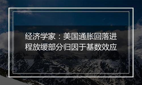 经济学家：美国通胀回落进程放缓部分归因于基数效应