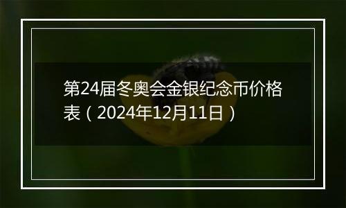 第24届冬奥会金银纪念币价格表（2024年12月11日）