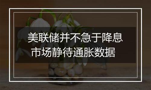 美联储并不急于降息 市场静待通胀数据