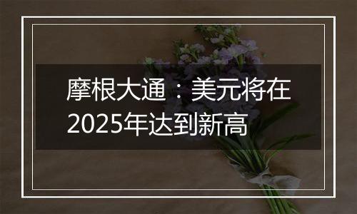 摩根大通：美元将在2025年达到新高