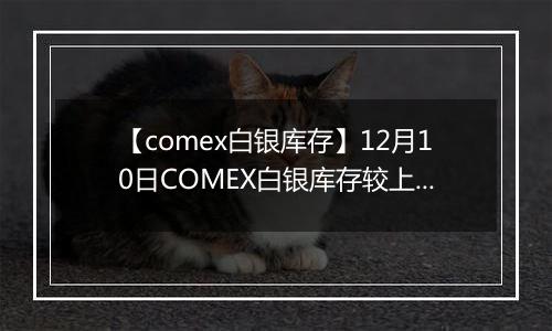 【comex白银库存】12月10日COMEX白银库存较上一日增持17.8吨