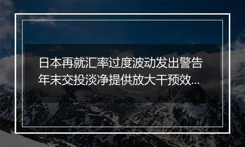 日本再就汇率过度波动发出警告 年末交投淡净提供放大干预效果的机会