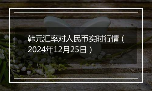 韩元汇率对人民币实时行情（2024年12月25日）