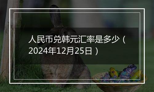 人民币兑韩元汇率是多少（2024年12月25日）