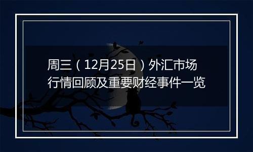 周三（12月25日）外汇市场行情回顾及重要财经事件一览