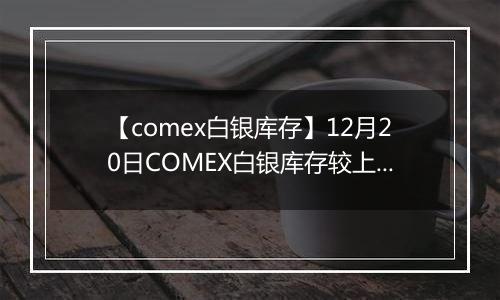 【comex白银库存】12月20日COMEX白银库存较上一日增持36.56吨