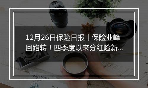 12月26日保险日报丨保险业峰回路转！四季度以来分红险新品占比近四成，已成险企“开门红”主力？