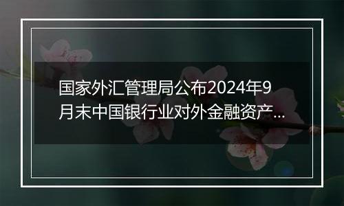 国家外汇管理局公布2024年9月末中国银行业对外金融资产负债数据