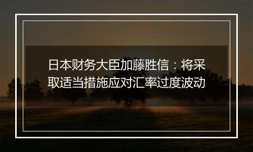 日本财务大臣加藤胜信：将采取适当措施应对汇率过度波动