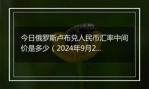 今日俄罗斯卢布兑人民币汇率中间价是多少（2024年9月25日）