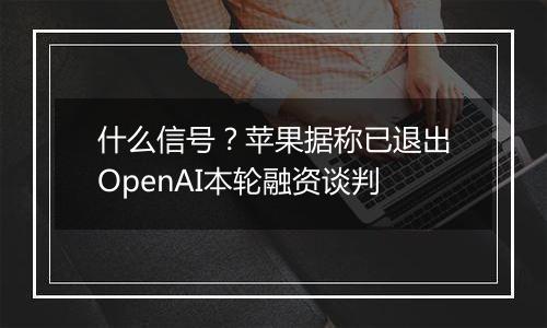 什么信号？苹果据称已退出OpenAI本轮融资谈判