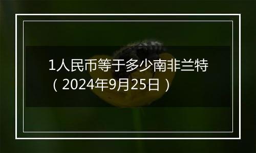 1人民币等于多少南非兰特（2024年9月25日）