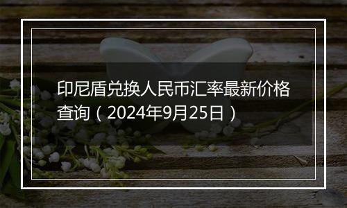 印尼盾兑换人民币汇率最新价格查询（2024年9月25日）