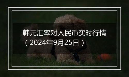 韩元汇率对人民币实时行情（2024年9月25日）