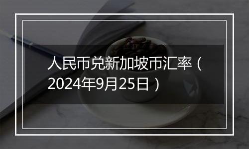 人民币兑新加坡币汇率（2024年9月25日）